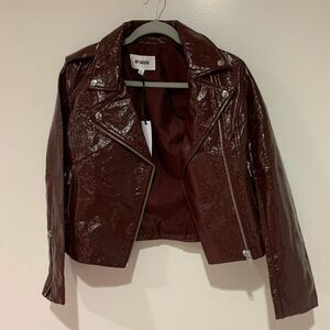BB Dakota Leather feel  Pattern Burgundy Jacket NWT